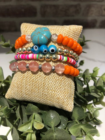 Orange Mix Bracelet Stack