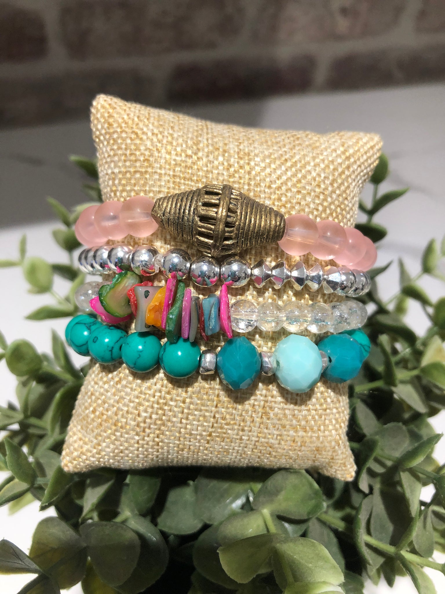 Multi Color Teal Bracelet Stack