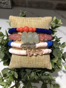 Blue and Orange Bracelet Stack