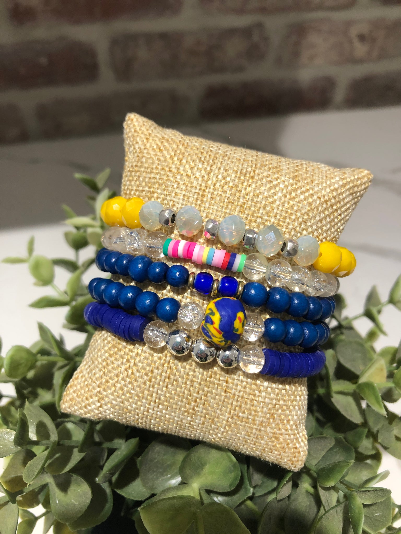 Yellow and Blue Bracelet Stack