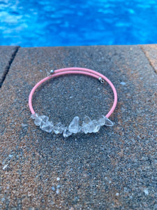 Peach and white quartz cuff bracelet