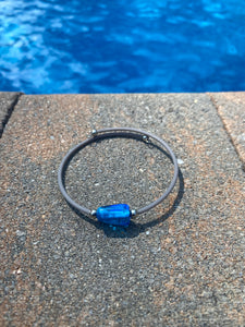 blue glass and grey cuff bracelet