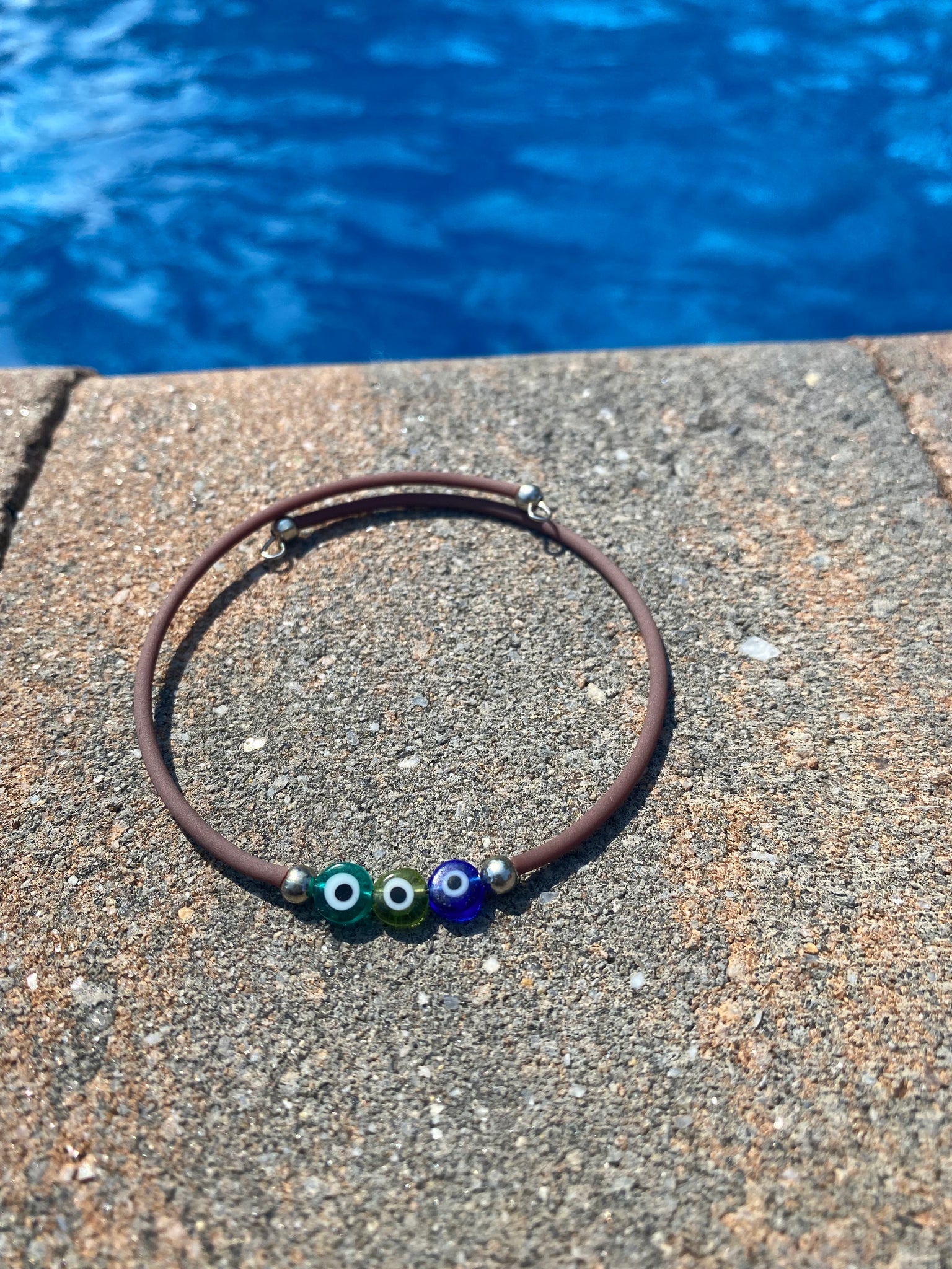 Brown evil eye cuff bracelet