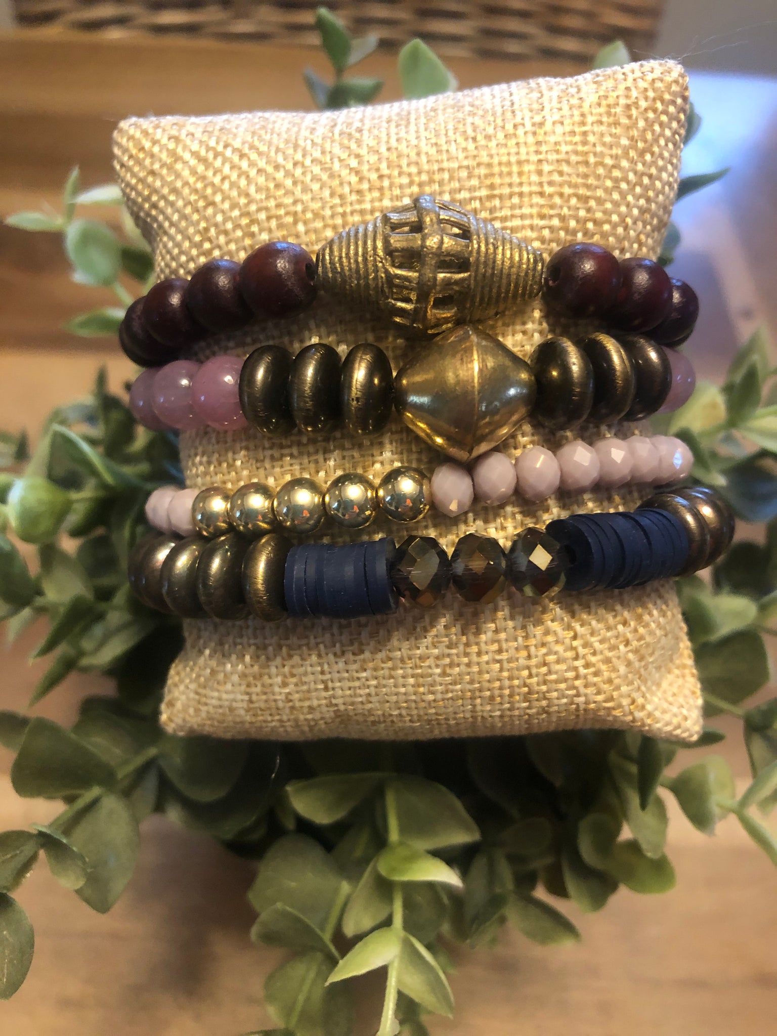 Navy and Lavender Bracelet Stack