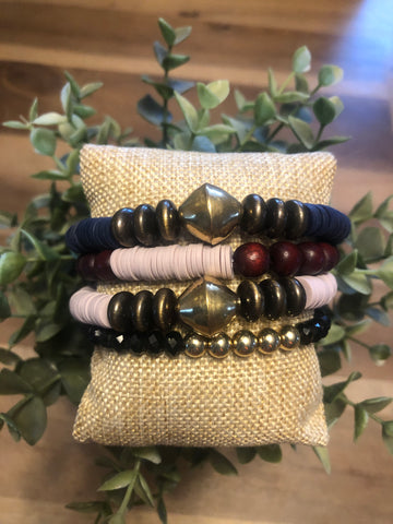 Navy and Lavender Bracelet Stack