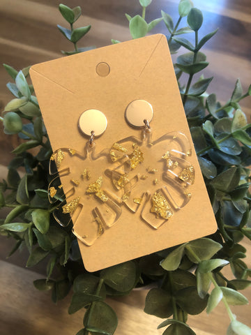 Gold Leaf Monstera Earrings