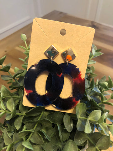 Gold Tie Dye Oval Earrings